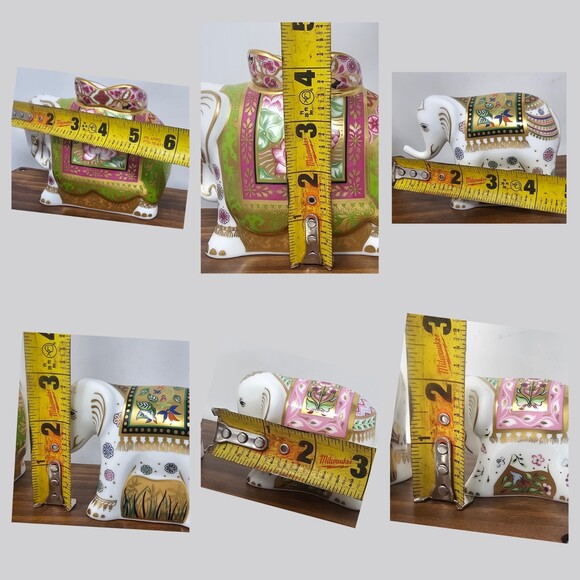 Vtg Royal Crown Derby Mother Infant Baby Indian Elephant Figurine Imari Gold Set - Picture 8 of 9